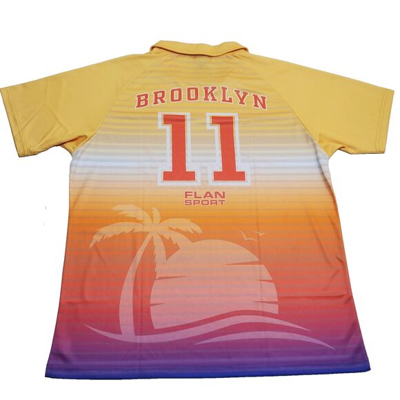 FLAN LABS Caramel Sunset Soccer Jersey Mens XL Short Sleeve Graphic Print NWOT - Picture 2 of 10